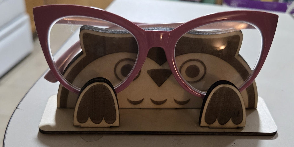 Wooden Owl Glasses Holder | Eyeglass Stand | Nightstand Organizer | Cute Desk Decor | Laser Engraved Wood