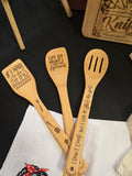 Funny Engraved Wooden Cooking Utensils, Custom Kitchen Spoon Set, Sassy Kitchen Decor, Gift for Her, Housewarming Gift