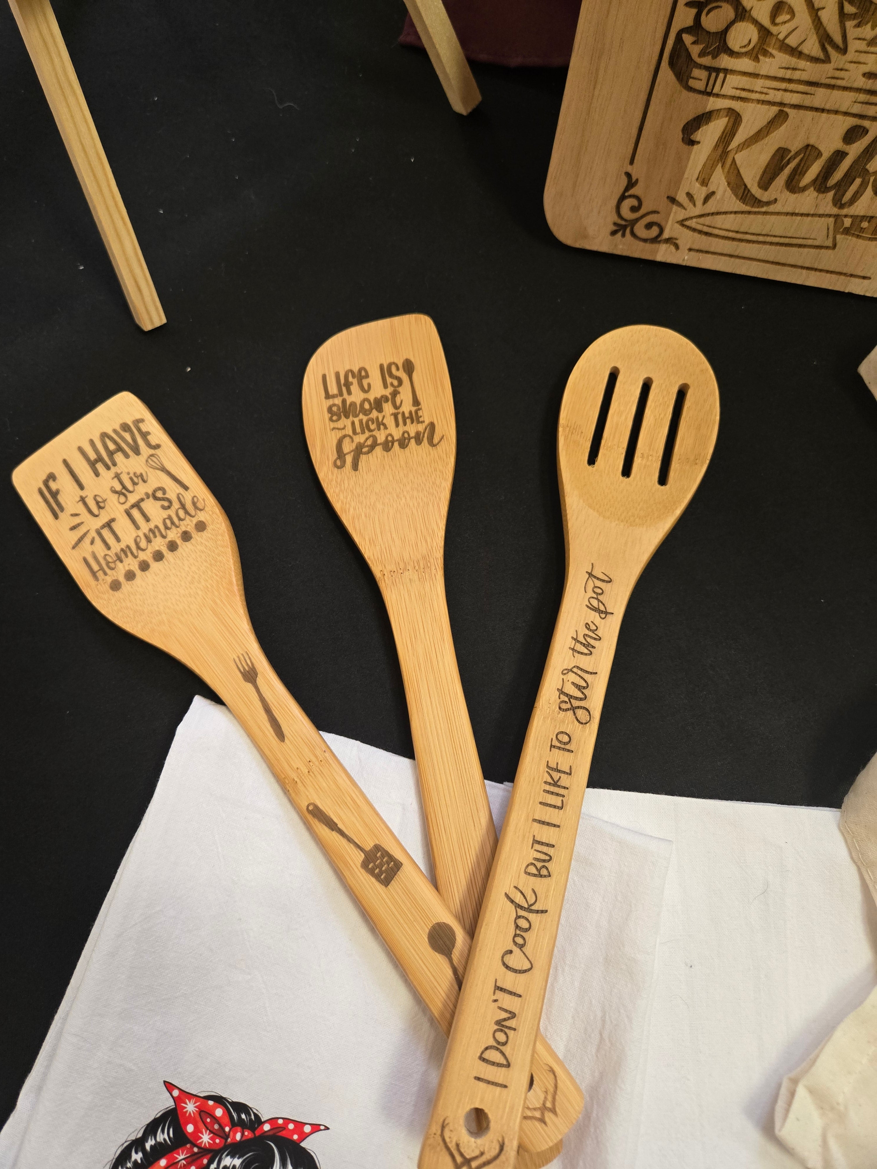 Funny Engraved Wooden Cooking Utensils, Custom Kitchen Spoon Set, Sassy Kitchen Decor, Gift for Her, Housewarming Gift