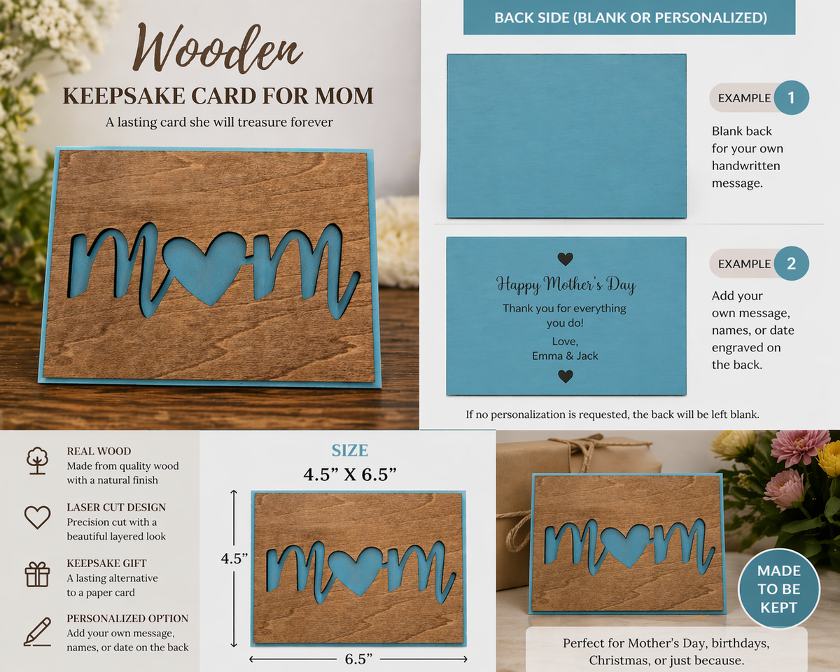 Wooden Mom Keepsake Card