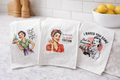 Funny Retro Tea Towels. Sassy Kitchen Towels. Vintage Housewife Humor. Flour Sack Dish Towels