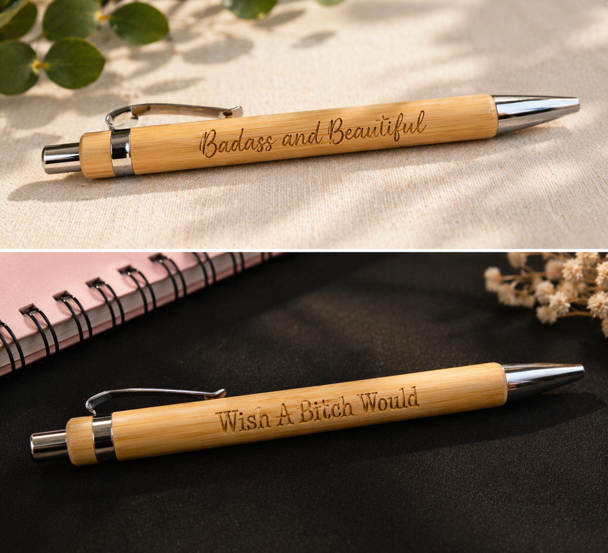 Engraved Bamboo Pens. Sassy Quote Pens. Funny Gift. Custom Engraved Pen